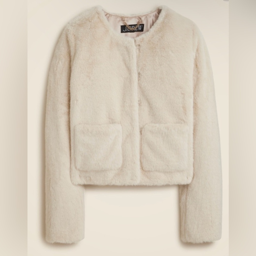 New J.Crew Collection Faux Fur Lady Jacket - Natural Small New with Tags